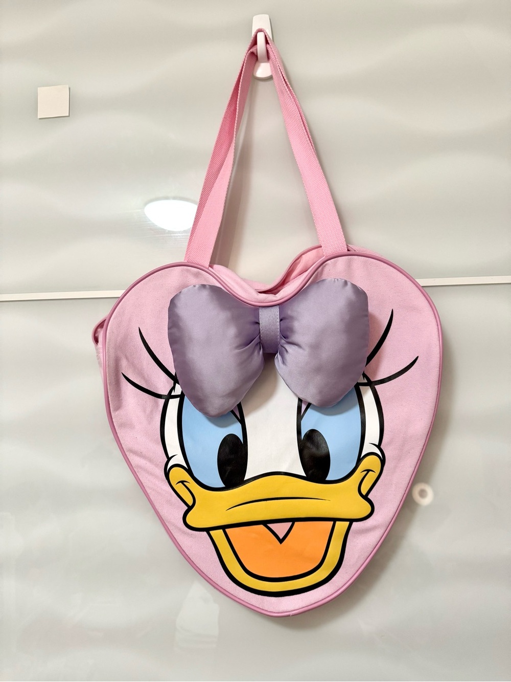 Disney Daisy Duck big face tote bag heart pink purple bow Disneyworld purse - Picture 3 of 7